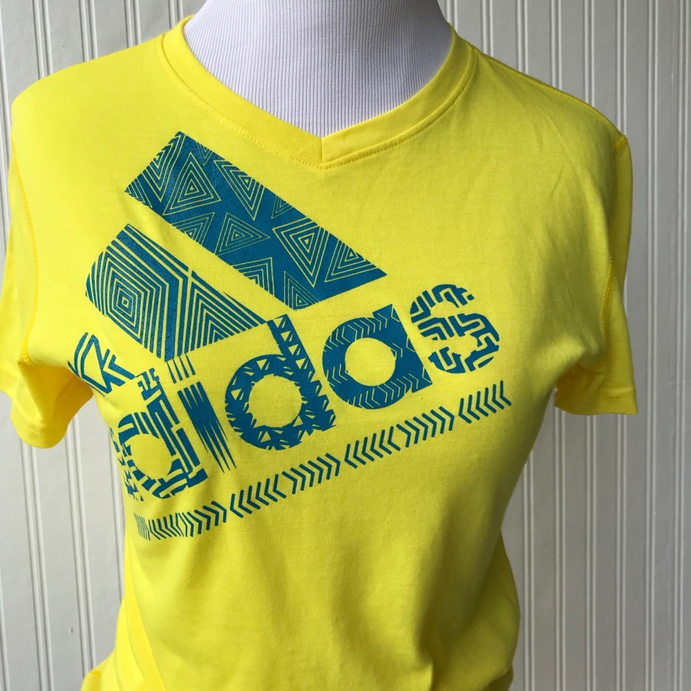 Adidas Ladies Small V-Neck Tee - Yellow
